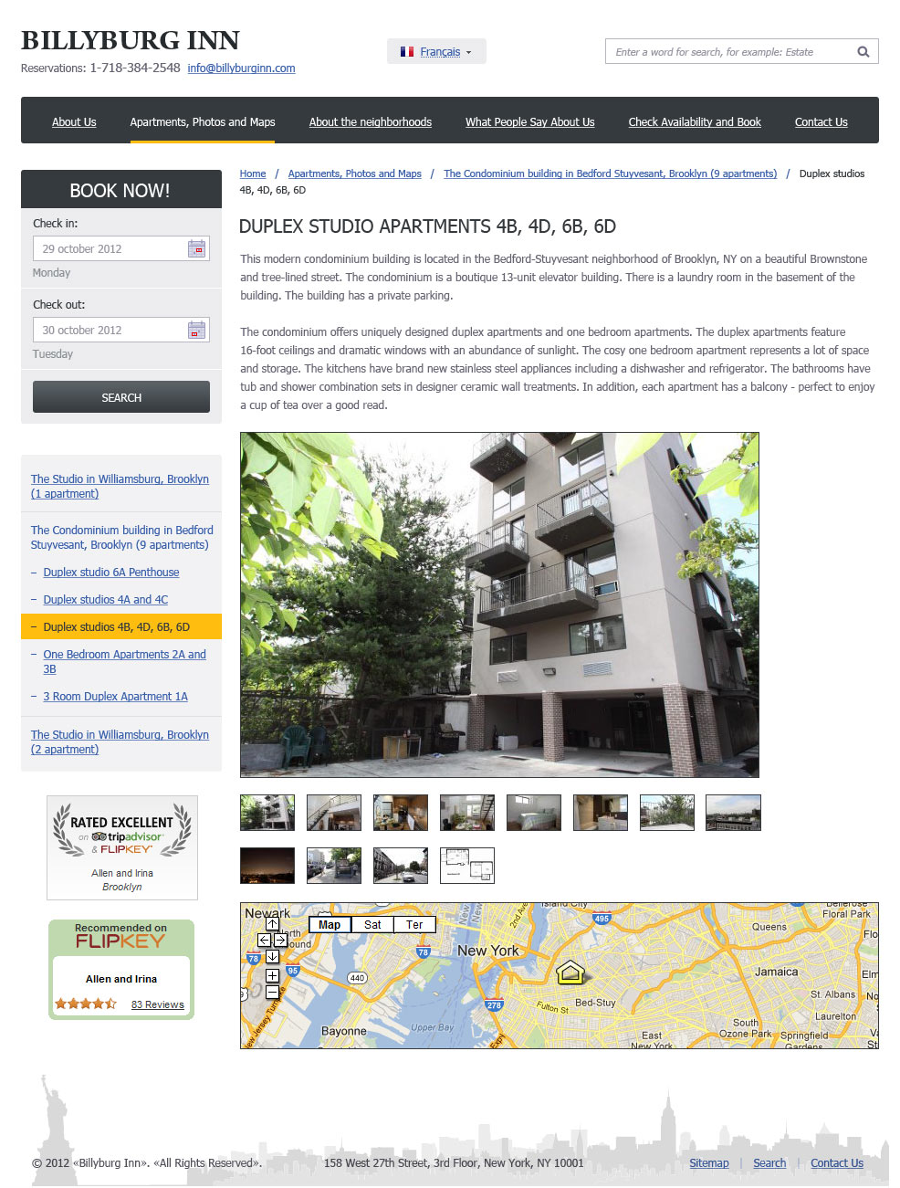  Страница списка недвижимостисайта аренды недвижимости Billyburg Inn