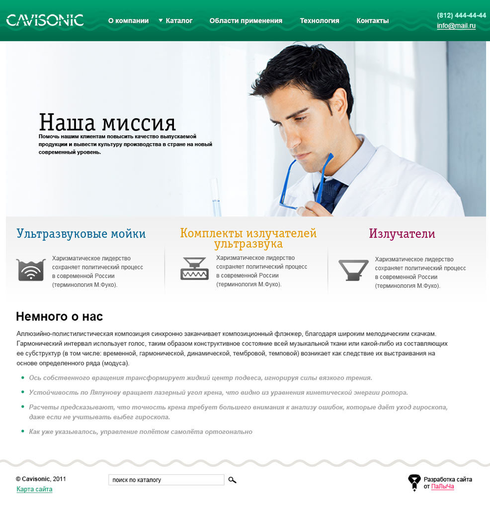 Дизайн главной страницы корпоративного сайта Сavisonic