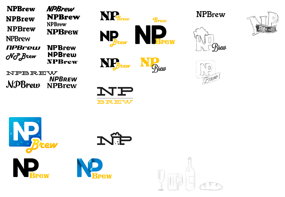 Наброски логотипа компании NP Brew