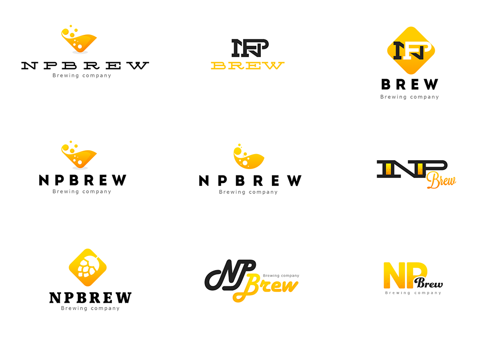 Наброски логотипа компании NP Brew